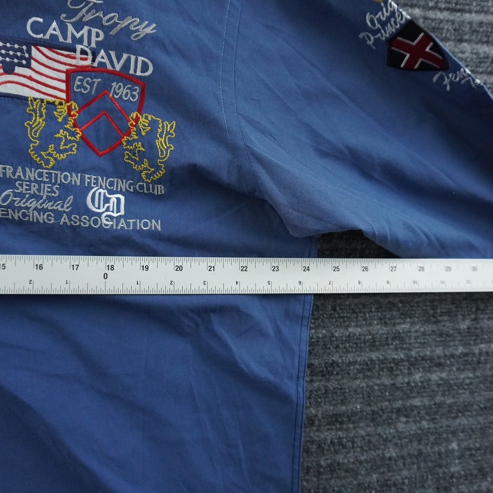 Camp David Button Down Shirt Mens XXL Blue Embroidered Fencing Graphic - Picture 6 of 8